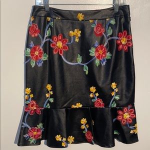 NWT TOV Pleather Embroidered Skirt